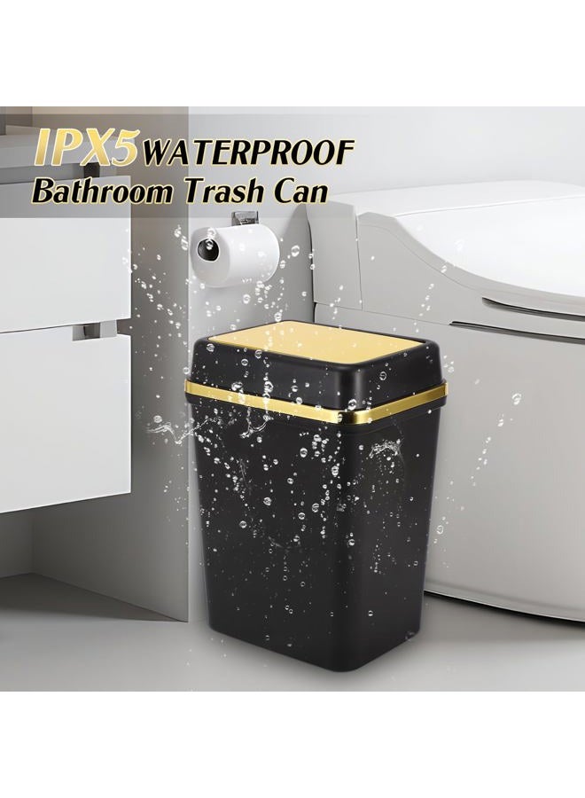 WSBArt Bathroom Trash Can with Lid 4 Gallon Trash Can with Swing Lid Small Garbage Can Black Bathroom Garbage Can with 300 Counts Trash Bags for Kitchen Bedroom Office - Image 4