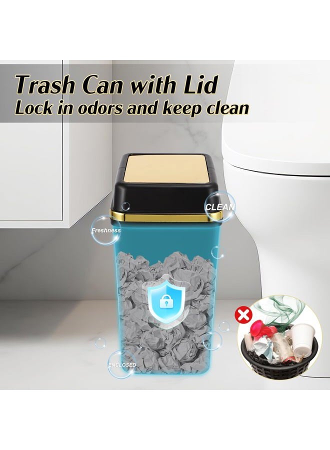 WSBArt Bathroom Trash Can with Lid 4 Gallon Trash Can with Swing Lid Small Garbage Can Black Bathroom Garbage Can with 300 Counts Trash Bags for Kitchen Bedroom Office - Image 5