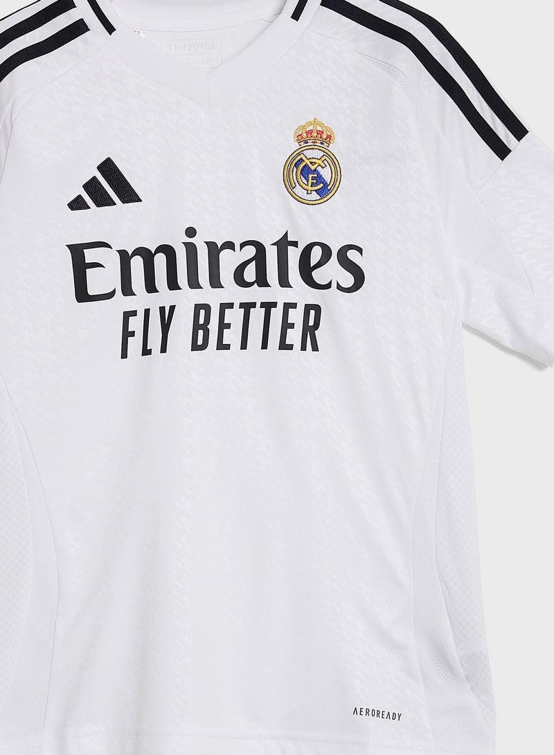 Adidas Real H Jsy Y White Football Jerseys For Boys 128 - Image 3