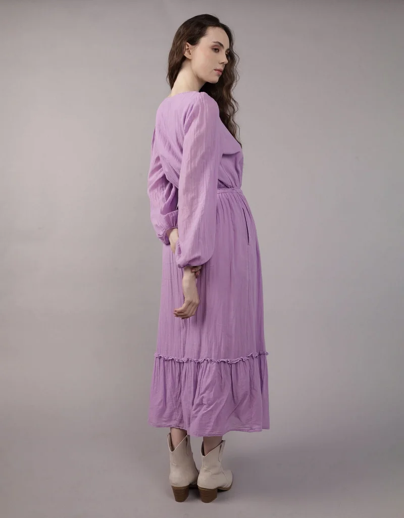 امريكان ايجل فستان ماكسي بأكمام طويلة وأزرار