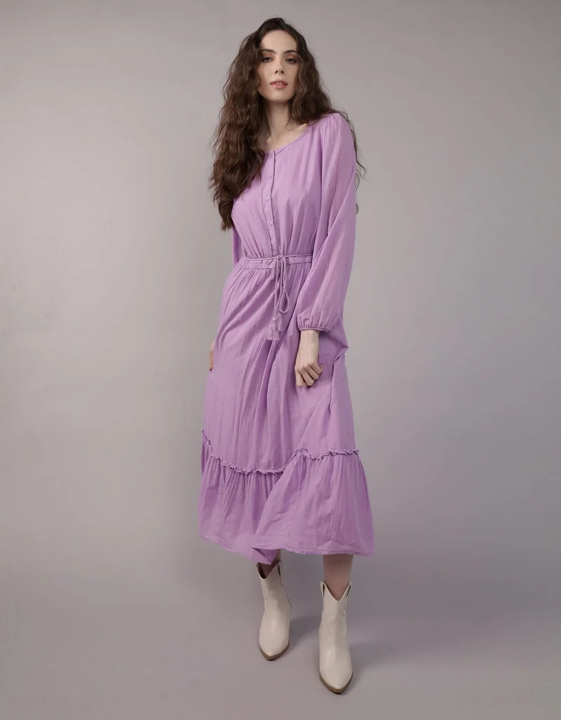 امريكان ايجل فستان ماكسي بأكمام طويلة وأزرار