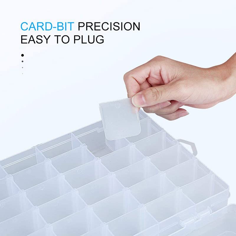 NYALKARAN Jewelry Organizer Storage Box with Dividers Transparent box, Rectangular Plastic Storage Box For Accessories & Small Items Multi-Compartment (36 GRID, TRANSPARENT) - Image 4