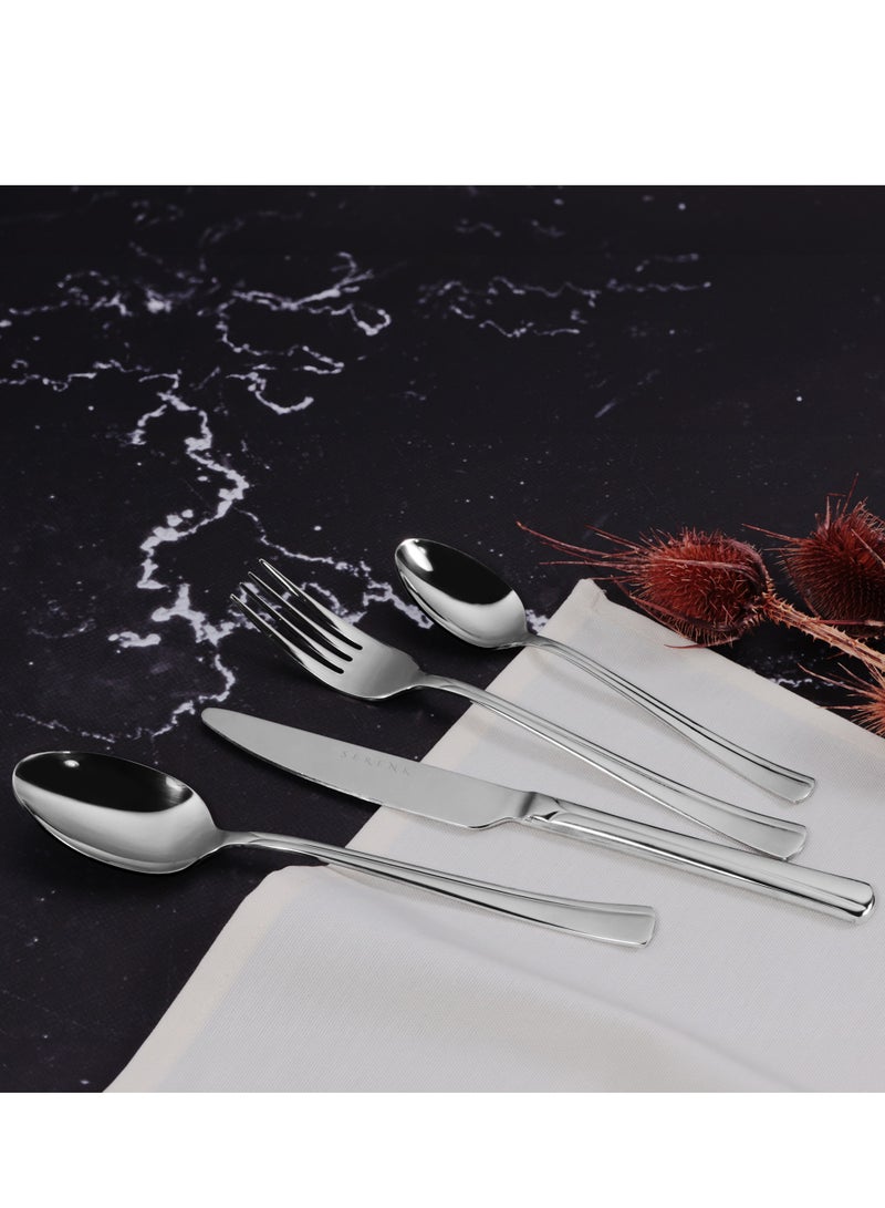 سيرينك طقم أدوات مائدة سيرينك باريس 24 قطعة من الفولاذ المقاوم للصدأ - ملاعق وشوك متينة للاستخدام اليومي، طقم أنيق للمطبخ والطعام - Image 3