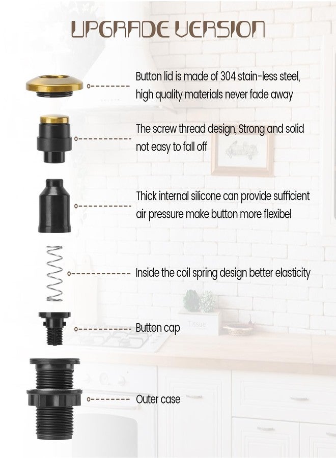 طقم مفتاح هواء لطاحونة النفايات، طاحونة نفايات تُركّب على سطح الحوض، ستانلس ستيل طويل، زر تشغيل/إيقاف ذهبي مصقول، قطع غيار من إيتول سيتي، مُدرجة في قائمة مختبرات UL. - Image 2