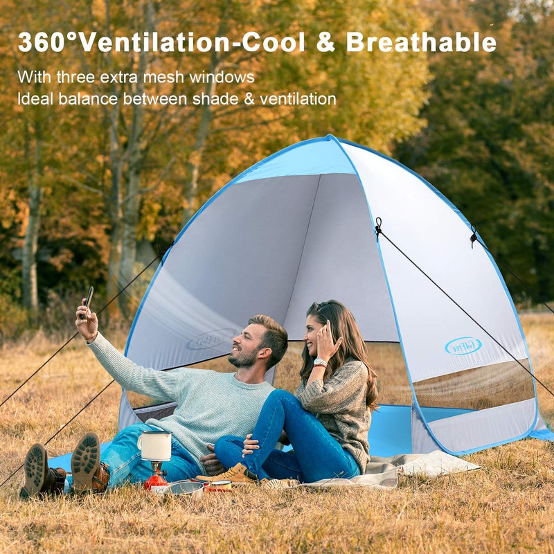 G4Free Large Pop up Beach Tent for 3-4 Person, UPF 50+ Automatic Sun Shelter Canopy Portable Outdoor Cabana Sun Umbrella - Image 3