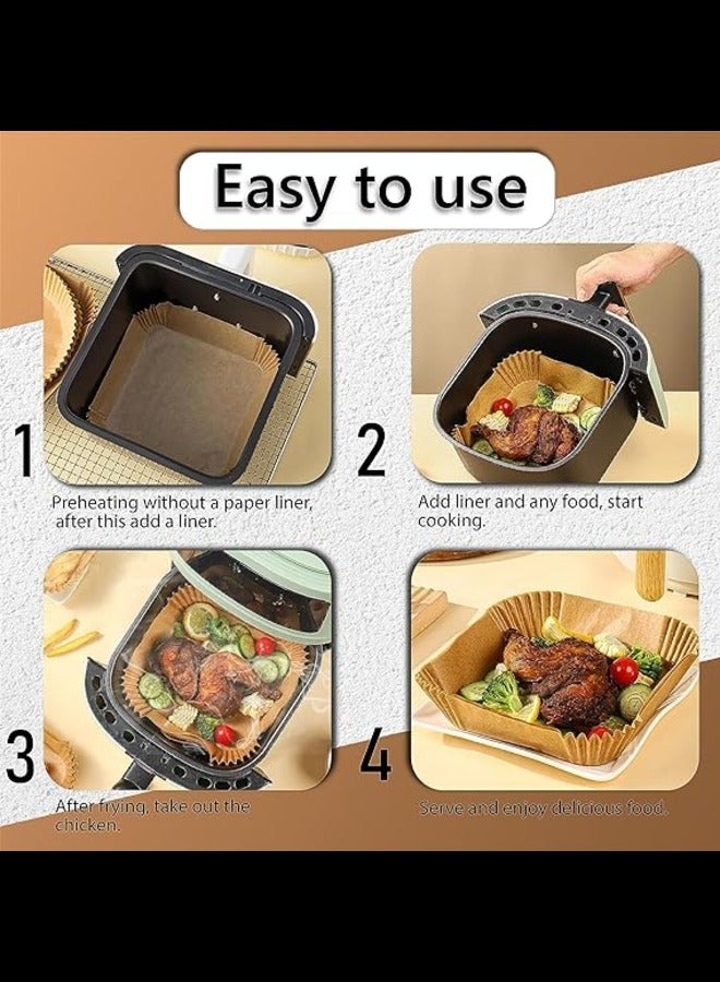 100 Pieces Square Air Fryer Paper Liners 20cm (7.9 inch) Size, Disposable Paper - Non Sticky & Air Fryer Liner for Microwave and Gas Ovens  - Image 2