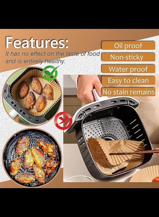 100 Pieces Square Air Fryer Paper Liners 20cm (7.9 inch) Size, Disposable Paper - Non Sticky & Air Fryer Liner for Microwave and Gas Ovens  - Image 3