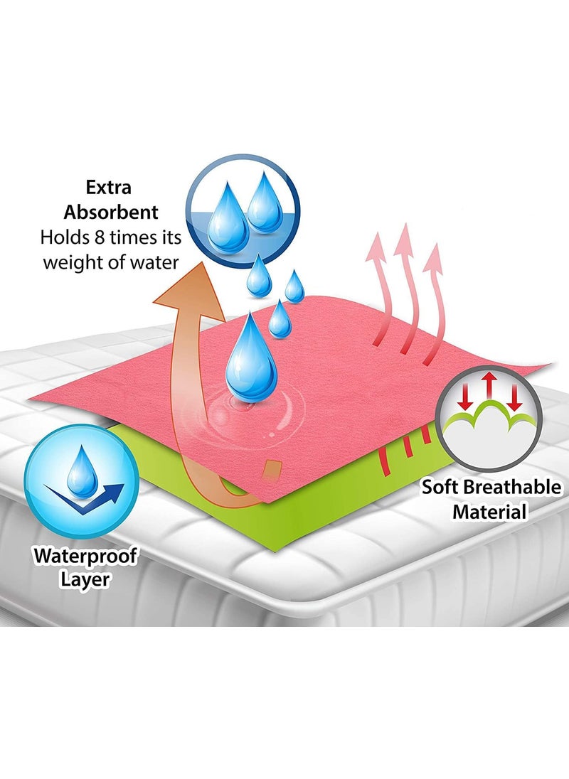 ATOOTFUSION Baby Dry Sheet Water Resistant Bed Protector Washable Waterproof Mattress Protector Urine Bedwetting Reusable Mat for Toddler Underpad Sheet for Incontinence Small 28x19 Maroon  - Image 5