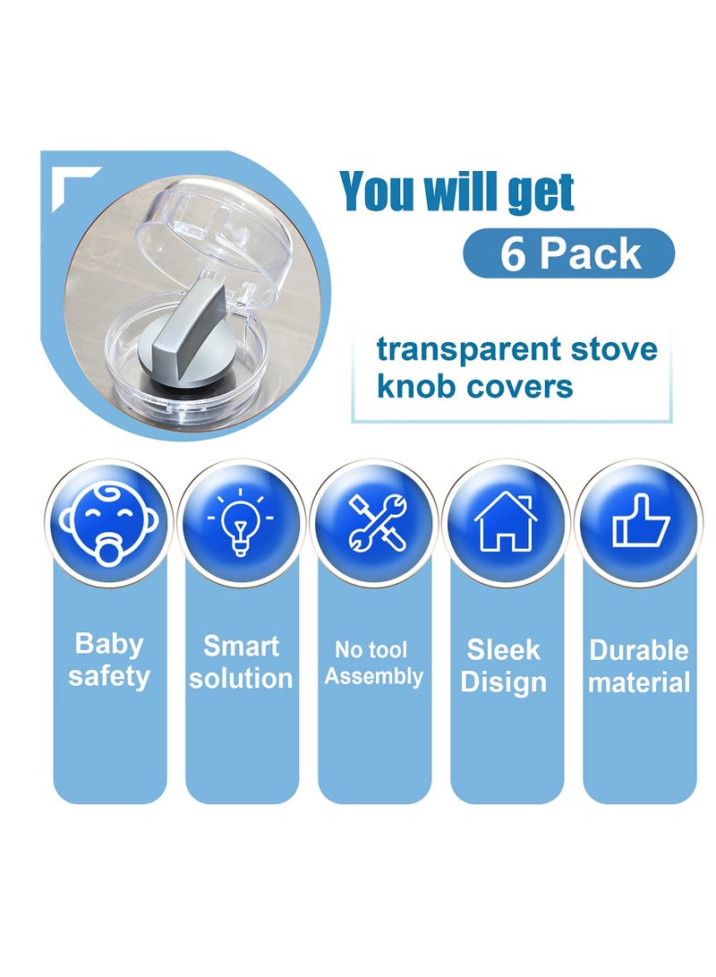Excefore Transparent Stove Knob Covers Kitchen Gas Stove Knob Covers Safety Oven Knob Covers Toddler Child Proof Kitchen Safety Guard Easy to Install for Home Kitchen - Image 5