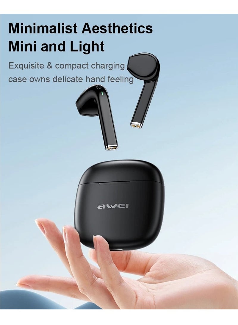 Awei AWEI T26 Pro Earbuds Bluetooth, Noise Cancelling Headphones True Wireless with Built-in Microphone (Black)  - Image 2