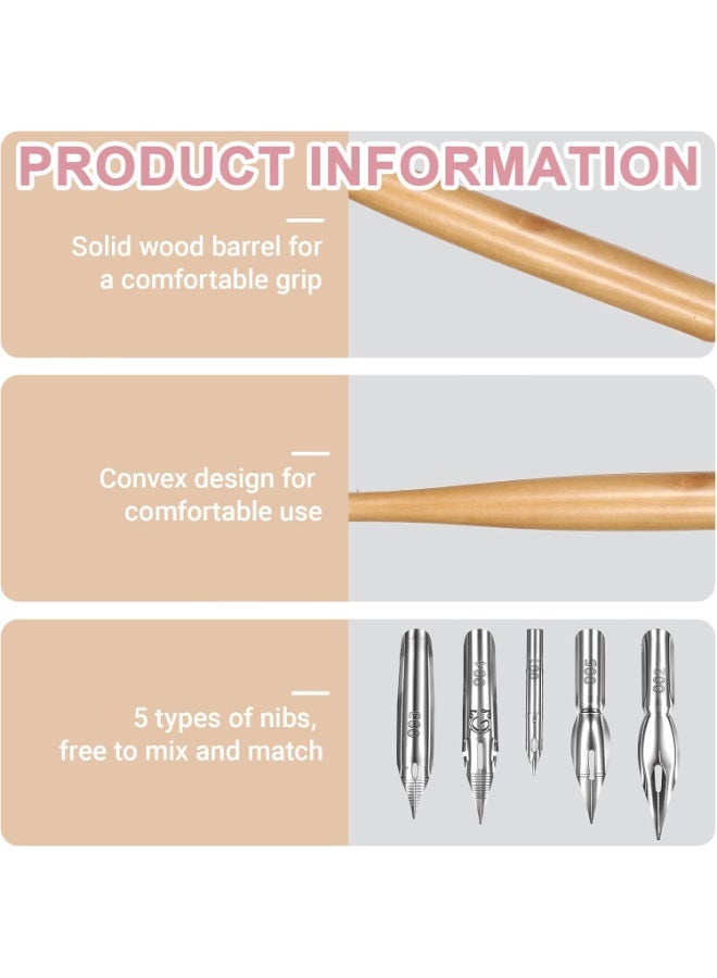مجموعة اقلام غمس للخط المائل مكونة من 8 قطعة، حامل اقلام كتابة سائل مع 7 قطع من اقلام الستانلس ستيل ورؤوس بديلة لرسم الخط للكتابة والرسم والتوقيع والرسم - Image 4