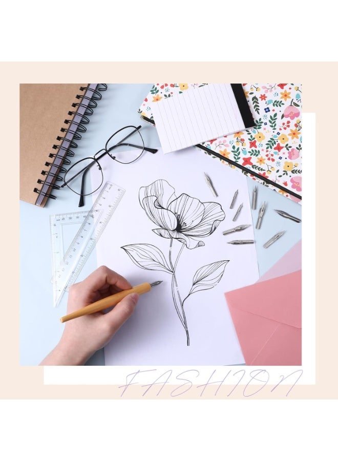 مجموعة اقلام غمس للخط المائل مكونة من 8 قطعة، حامل اقلام كتابة سائل مع 7 قطع من اقلام الستانلس ستيل ورؤوس بديلة لرسم الخط للكتابة والرسم والتوقيع والرسم - Image 2