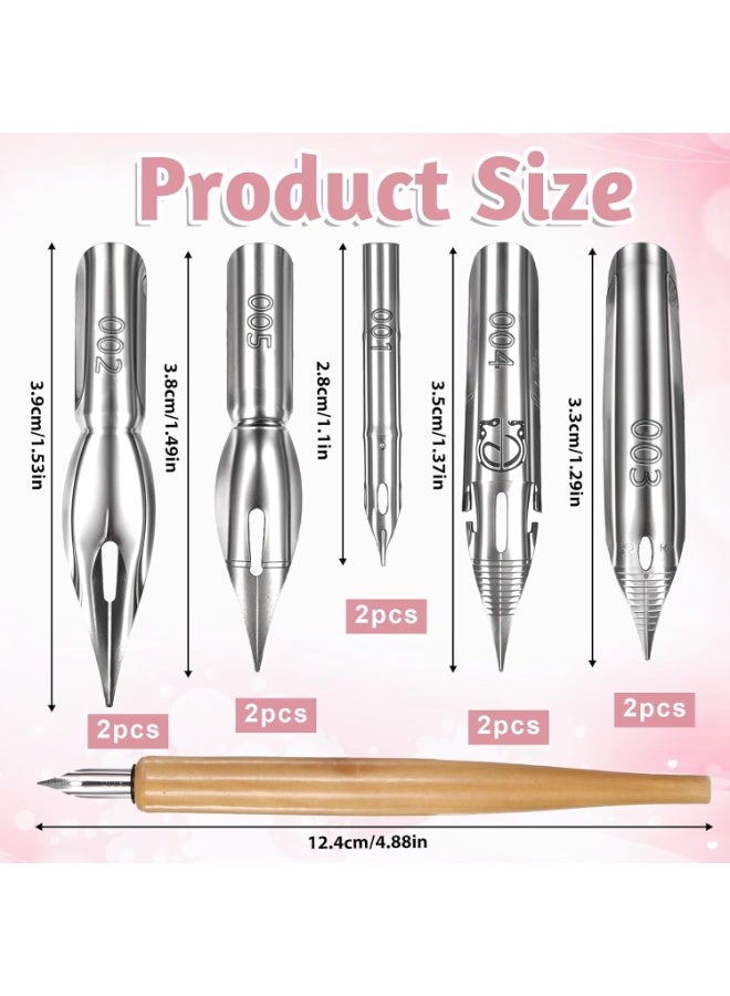 مجموعة اقلام غمس للخط المائل مكونة من 8 قطعة، حامل اقلام كتابة سائل مع 7 قطع من اقلام الستانلس ستيل ورؤوس بديلة لرسم الخط للكتابة والرسم والتوقيع والرسم - Image 3