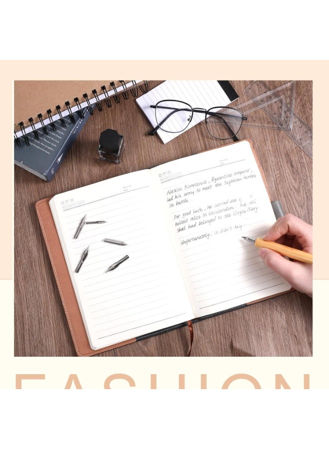 مجموعة اقلام غمس للخط المائل مكونة من 8 قطعة، حامل اقلام كتابة سائل مع 7 قطع من اقلام الستانلس ستيل ورؤوس بديلة لرسم الخط للكتابة والرسم والتوقيع والرسم - Image 5