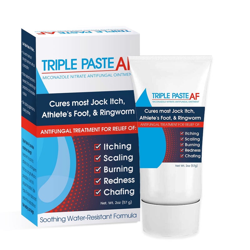 Triple Paste AF Anti Fungal Ointment for Skin Treats Most Jock Itch, Athletes Foot and Ringworm - 2% Miconazole Antifungal Cream - 2 Oz Tube (Packaging May Vary) - Image 1