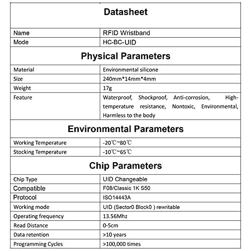HECERE IC ISO 14443A RFID Silicone Wristband/Bracelet UID Changeable Sector0 Block0 Rewritable(1PCS UID IC Changeable Wristband) - Image 5
