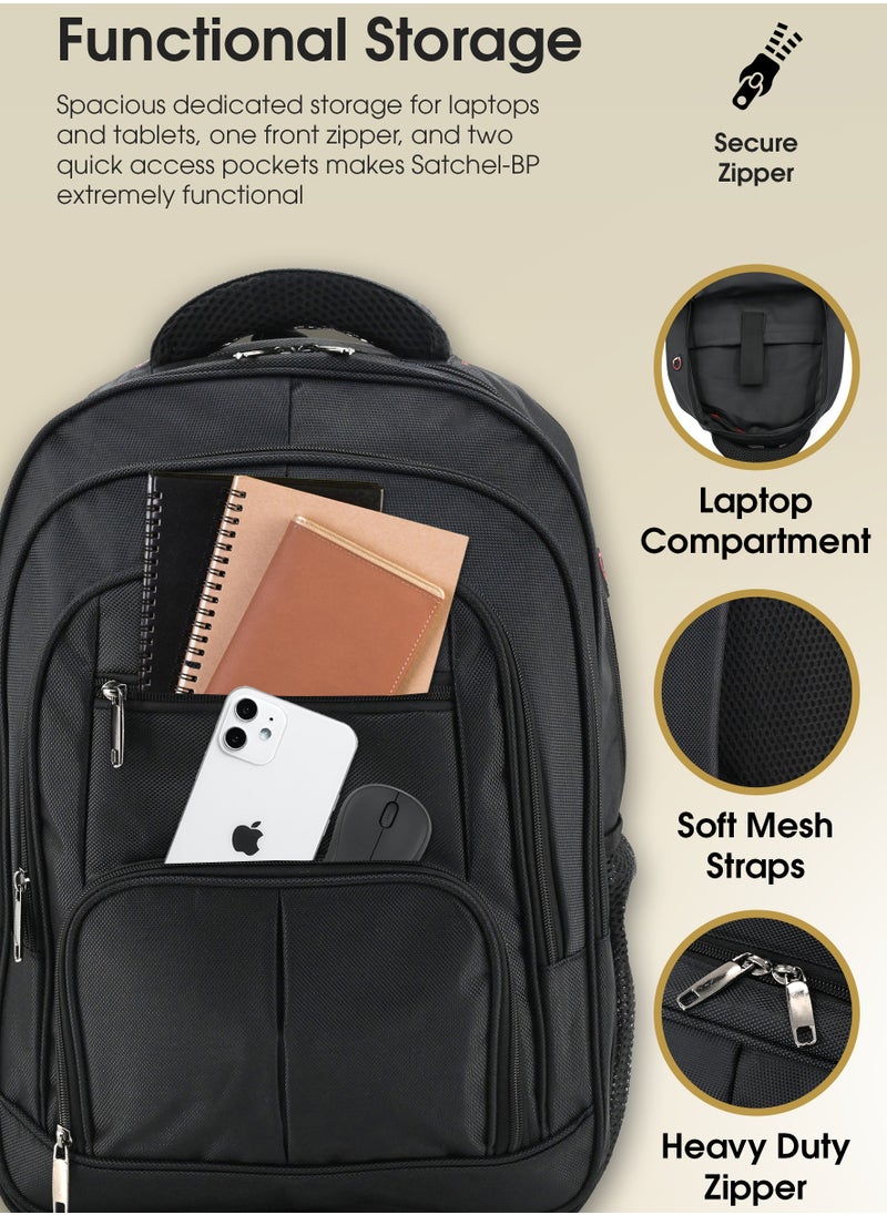 Royal Royal Carry, RC-029 Laptop Backpack - Water-Resistant, Durable Polyester, 18 Inch, Laptop Compartment, Adjustable Strap, Front & Side Pockets, Black  - Image 1