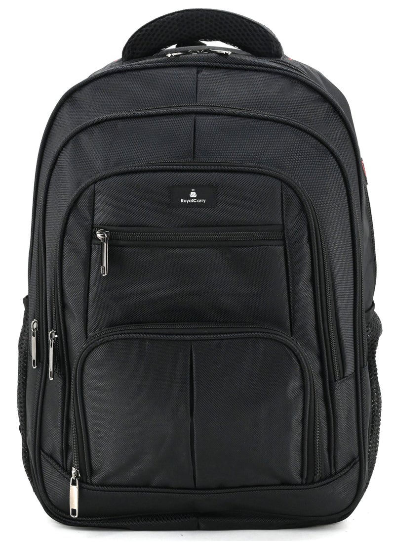 Royal Royal Carry, RC-029 Laptop Backpack - Water-Resistant, Durable Polyester, 18 Inch, Laptop Compartment, Adjustable Strap, Front & Side Pockets, Black  - Image 4