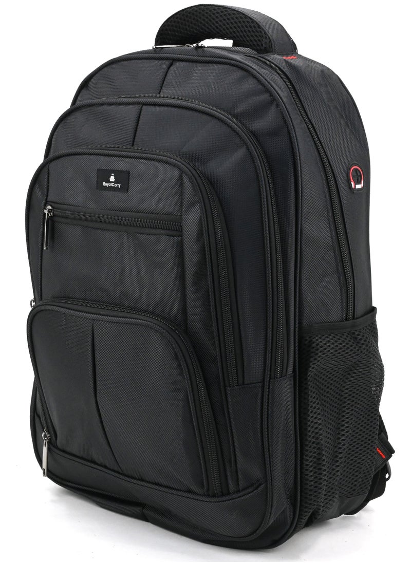 Royal Royal Carry, RC-029 Laptop Backpack - Water-Resistant, Durable Polyester, 18 Inch, Laptop Compartment, Adjustable Strap, Front & Side Pockets, Black  - Image 5