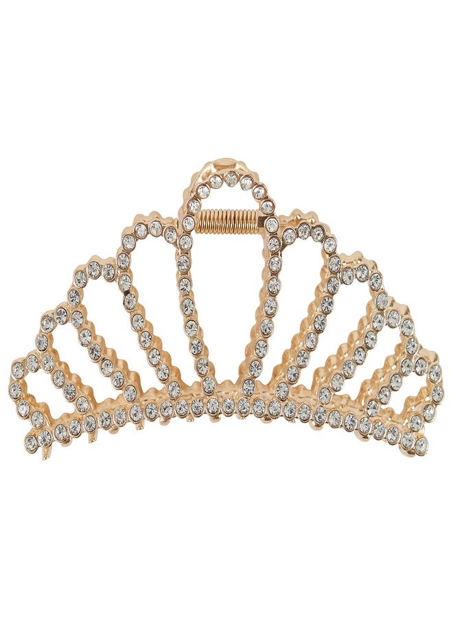 Allure Rhinestone Gold Crown Large Hair Clip - Image 3