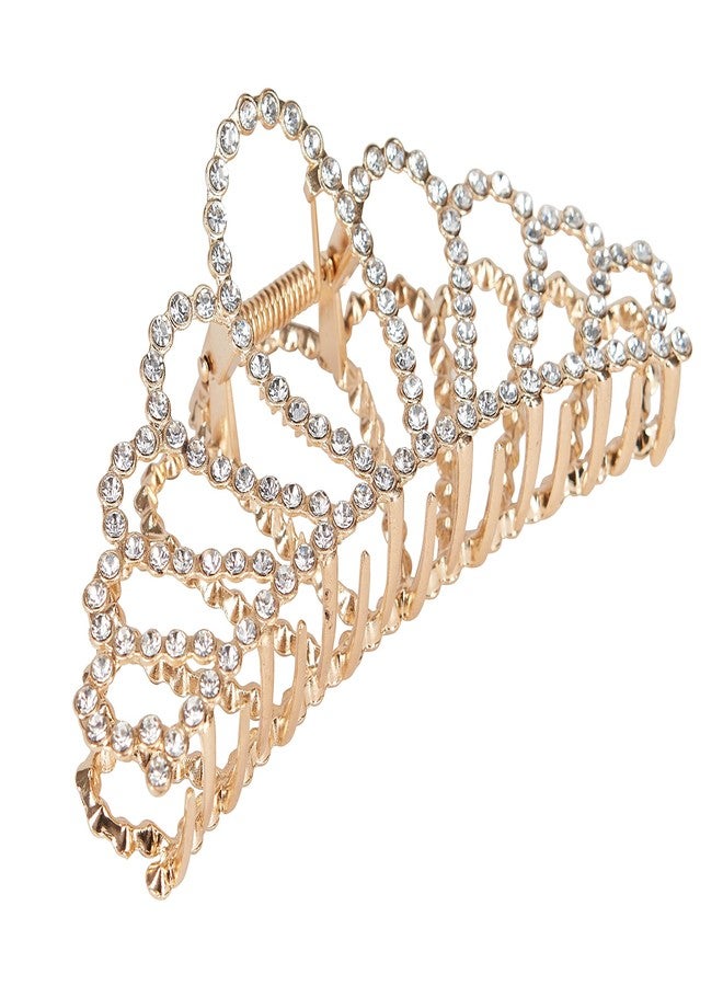 Allure Rhinestone Gold Crown Large Hair Clip - Image 1