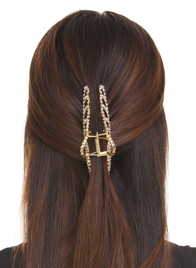 Allure Rhinestone Gold Crown Large Hair Clip - Image 4