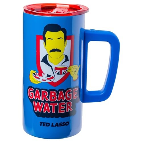 Silver Buffalo Ted Lasso Garbage Water Double Wall Stainless Steel Coffee Mug with Handle 15 Ounces - Image 1