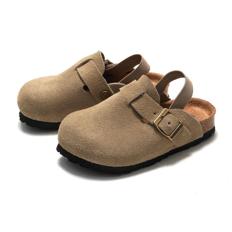 RUIZUSTOCK Ruizu Autumn and Winter Children's Cork Sandals Genuine Leather Boys Beach Slippers Baotou Girls Frosted Leather - Image 2