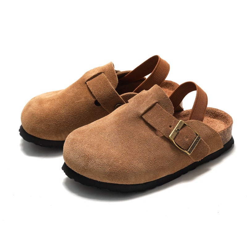RUIZUSTOCK Ruizu Autumn and Winter Children's Cork Sandals Genuine Leather Boys Beach Slippers Baotou Girls Frosted Leather - Image 3