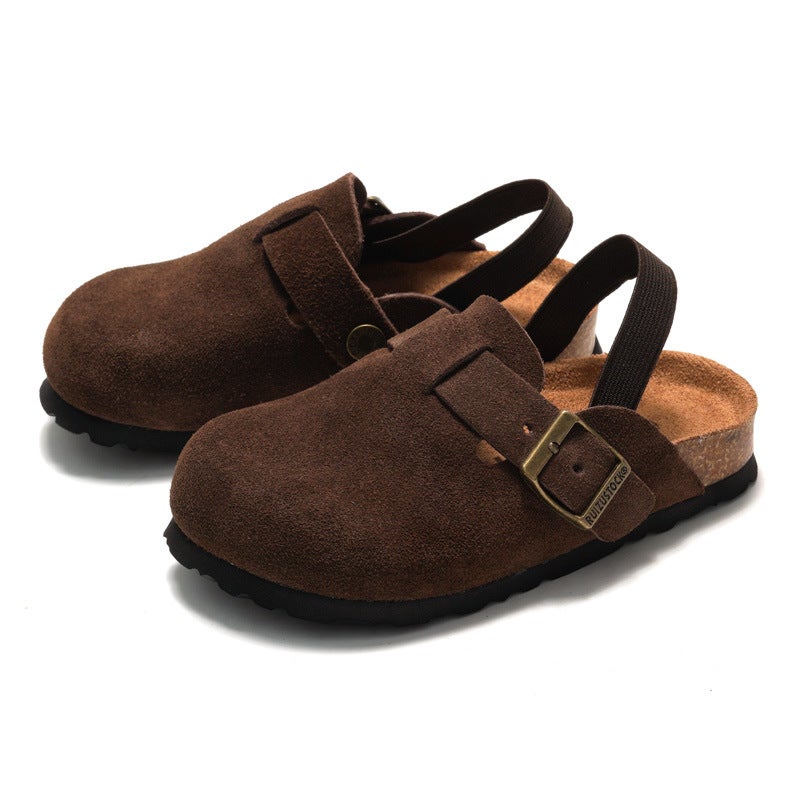 RUIZUSTOCK Ruizu Autumn and Winter Children's Cork Sandals Genuine Leather Boys Beach Slippers Baotou Girls Frosted Leather - Image 4