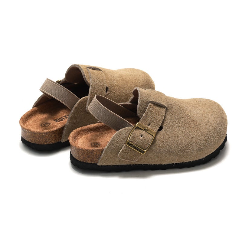 RUIZUSTOCK Ruizu Autumn and Winter Children's Cork Sandals Genuine Leather Boys Beach Slippers Baotou Girls Frosted Leather - Image 5