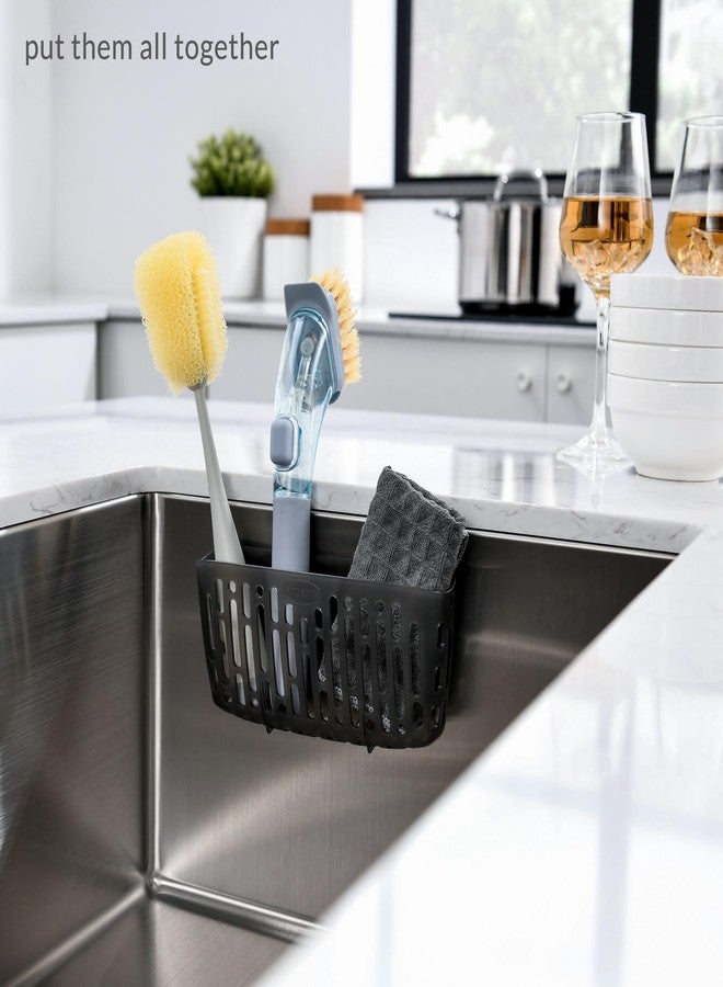 simpletome Sink Caddy Basket, Sinkware Organizer, 3X Strong Suction Cups Or Countertop, Translucent Grey - Image 3