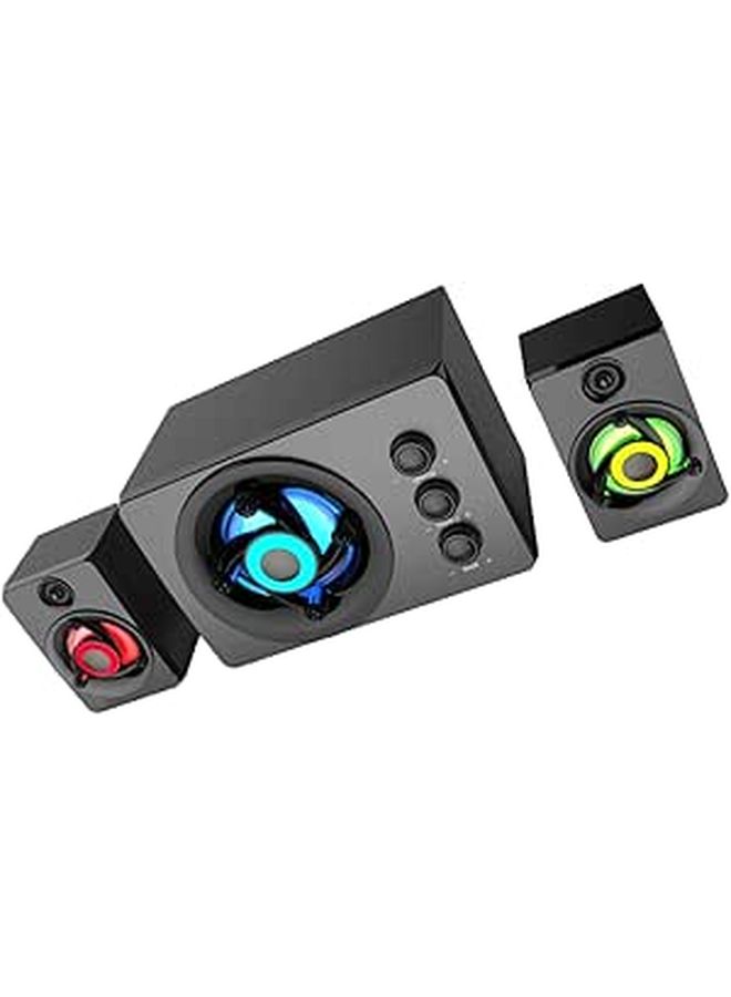 Wooden 2.1 Multimedia Bass Sound Box With Subwoofer Usb Powered Stereo Speaker For Desktop Laptop Home Audio System Black - Image 1