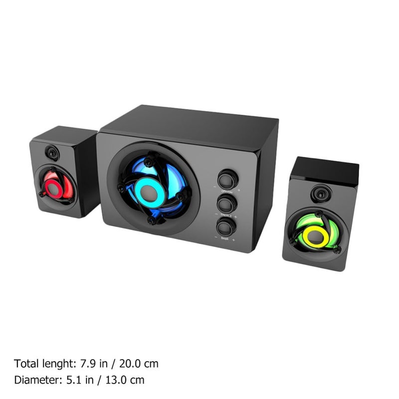 Wooden 2.1 Multimedia Bass Sound Box With Subwoofer Usb Powered Stereo Speaker For Desktop Laptop Home Audio System Black - Image 3