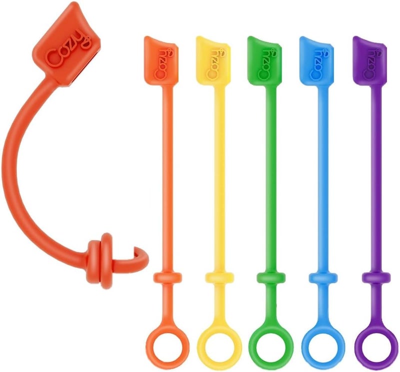 Cozy [6-Pack] USB Caps for USB-C Cable & Apple Charging Cables with Dust Protection, Tether, Protects During Travel, Portable, Designed by (USB-C - Multi Color) - Image 1