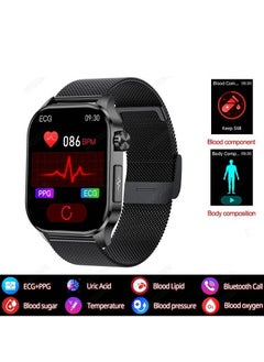 Saco Health Smart Watch with Blood Glucose Monitoring Uric Acid and Heart Rate Body Composition Bluetooth Call Feature 