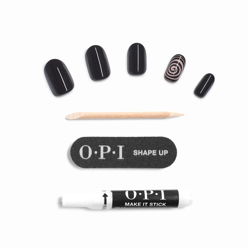 OPI On Point Swirl Next Door | Short Round Black with Abstract Swirls Nail Art Press On Nails | 24 Count with Nail Glue | Long Lasting, Reusable, Non-damaging | Fall 2025 Shades - Image 5