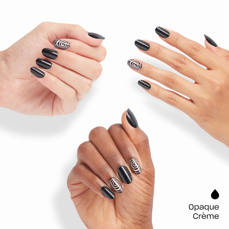 OPI On Point Swirl Next Door | Short Round Black with Abstract Swirls Nail Art Press On Nails | 24 Count with Nail Glue | Long Lasting, Reusable, Non-damaging | Fall 2025 Shades - Image 3