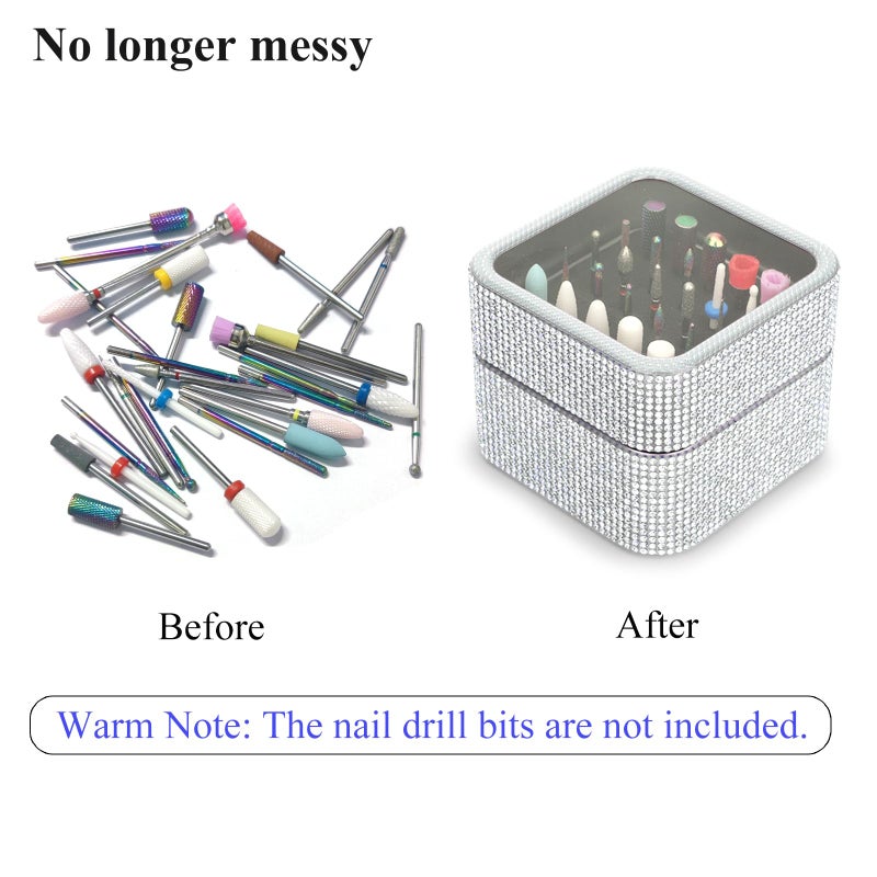 Cellentool Nail Drill Bits Holder Rhinestone Case Box- 25 Holes Dustproof Portable Storage Box Efile Nail Bits Displayer Organizer Container for Manicure Tools - Image 2