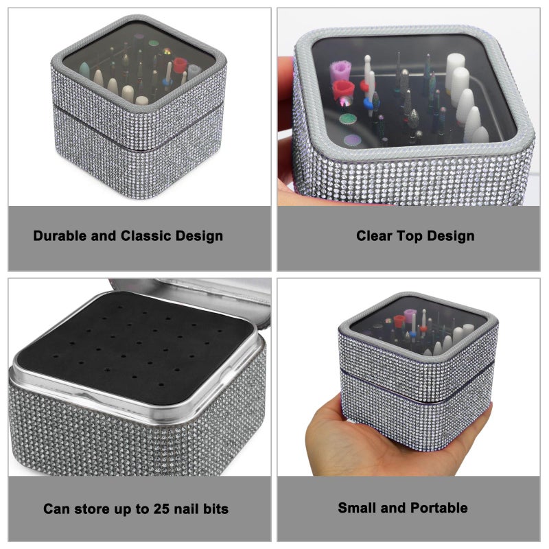 Cellentool Nail Drill Bits Holder Rhinestone Case Box- 25 Holes Dustproof Portable Storage Box Efile Nail Bits Displayer Organizer Container for Manicure Tools - Image 5