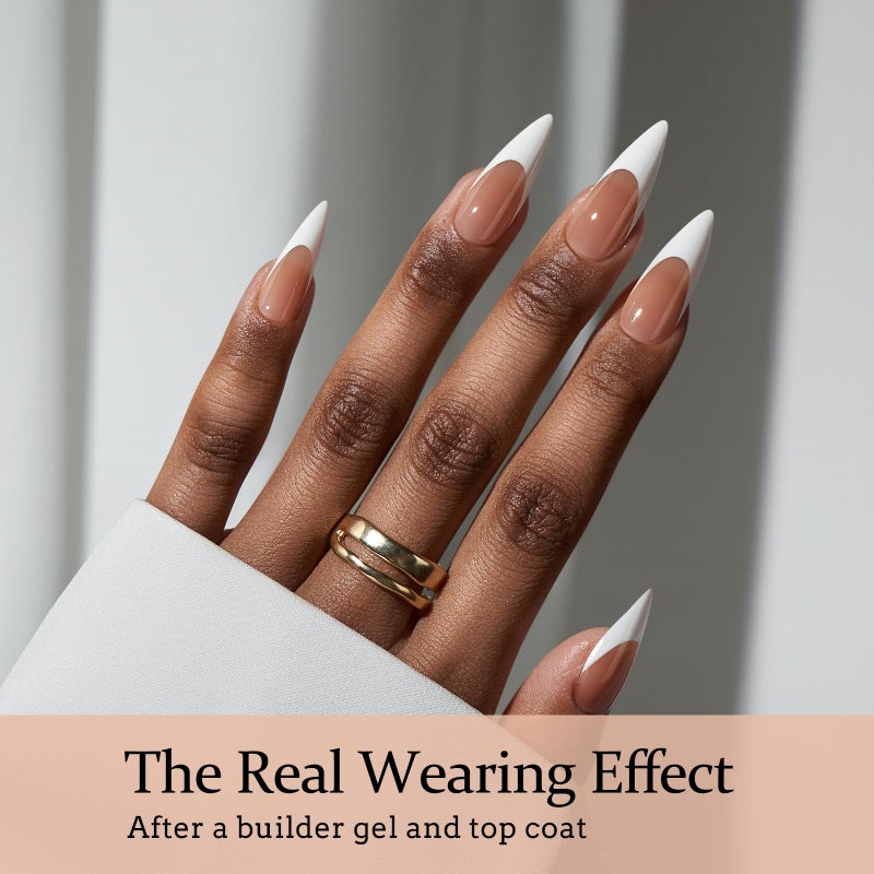BTArtboxnails French Gel Nail Tips - French Tip Press on Nails Brown Long Stiletto XCOATTIPS, Fake Nails for Nail Art DIY - Image 3