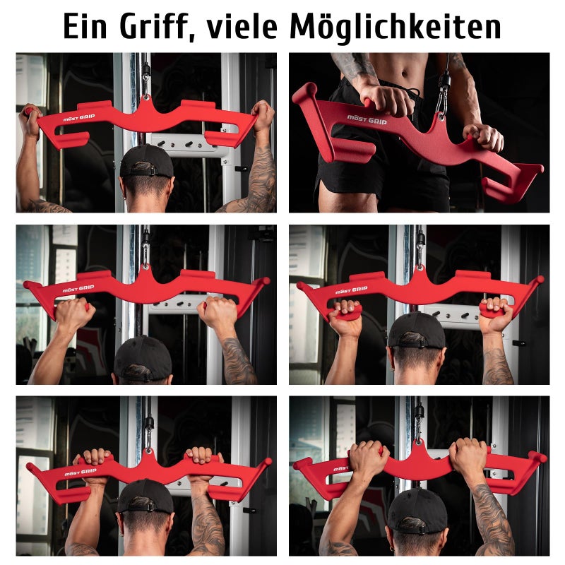 MOST GRIP LAT Pull Down Bars Set, Triangular Stability LAT Pulldown Attachments with 8 Ergonomic Handles for Whole Back Training, Non-Slip Cable Machine Attachment for Gym Home Workout - Image 5