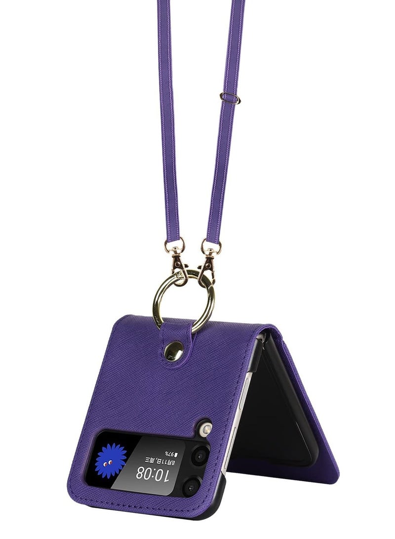 SYOSI Case for Galaxy Z Flip 3 5G, Compatible with Samsung Z Flip 3(2021) Leather Wallet Case, Adjustable Crossbody Lanyard Durable Card Slots Ultra Slim Luxury Cover for Samsung Galaxy Z Flip 3 - Image 3