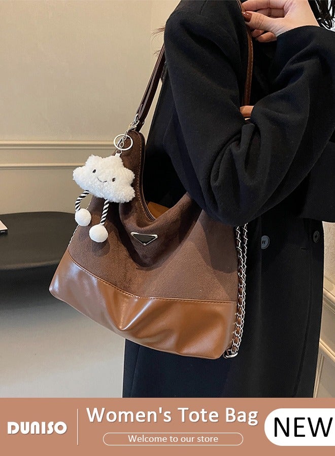 DUNISO Women's Shoulder Tote Bag Faux Leather Handbag for Women Large Capacity Messenger Bag, Fashionable Travel Shoulder Bag for Ladies Girls College Students - Image 1