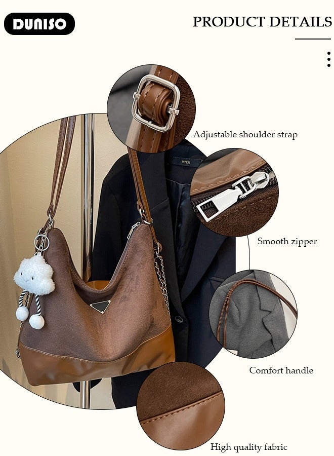 DUNISO Women's Shoulder Tote Bag Faux Leather Handbag for Women Large Capacity Messenger Bag, Fashionable Travel Shoulder Bag for Ladies Girls College Students - Image 2