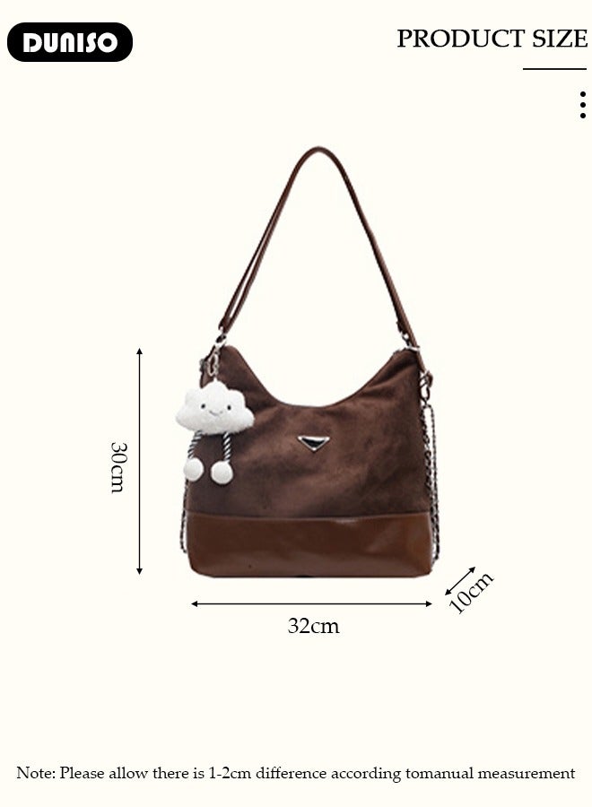 DUNISO Women's Shoulder Tote Bag Faux Leather Handbag for Women Large Capacity Messenger Bag, Fashionable Travel Shoulder Bag for Ladies Girls College Students - Image 4