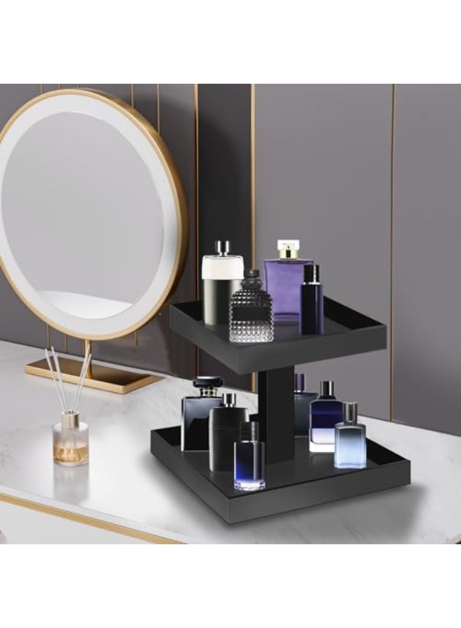 YAGELI Black Perfume Organizer for Men 2 Tier Acrylic Cologne Rack Organizer for Men Rectangular Vanity Storage with Sturdy Design Space Saver for Bathroom Bedroom - Image 4