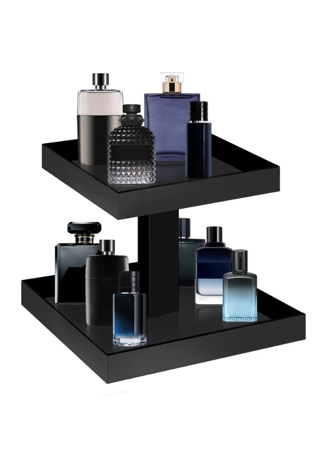 YAGELI Black Perfume Organizer for Men 2 Tier Acrylic Cologne Rack Organizer for Men Rectangular Vanity Storage with Sturdy Design Space Saver for Bathroom Bedroom - Image 3