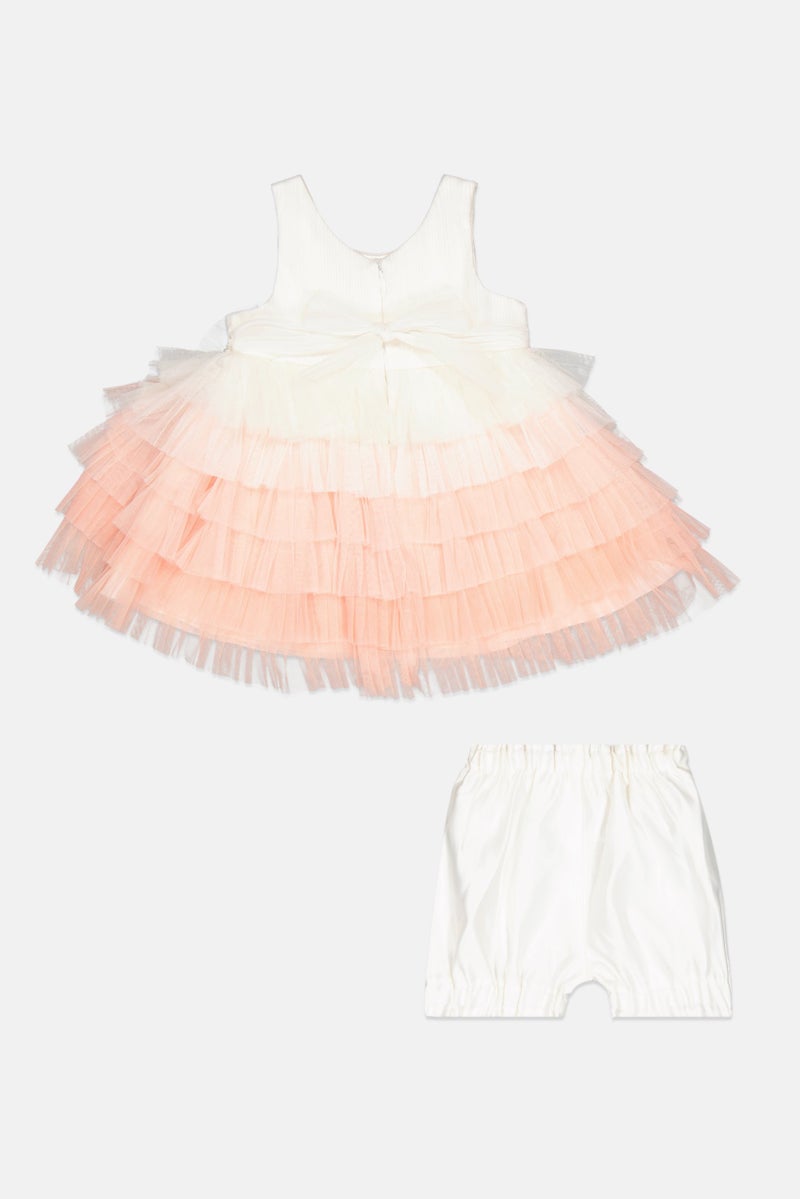 american Princess Toddlers Girl 2 Pcs Textured Mesh Party Dress With Shorts Set, Multicolor  - Image 2