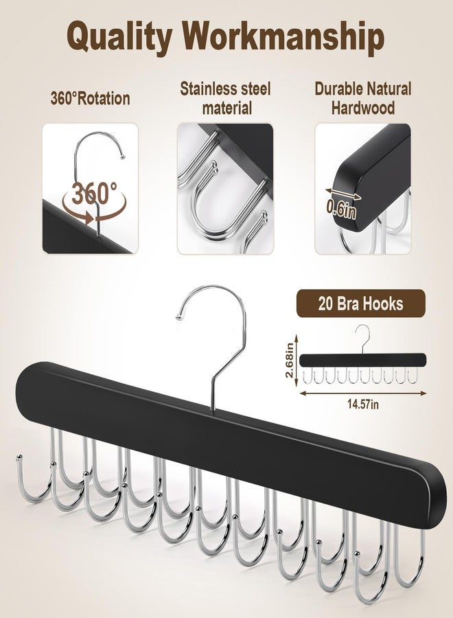 Xtujcya 2 Pack Tank Top Hanger, 40 Hooks Large Capacity Bra Hanger, Bra Hangers for Closet Organizers & Storage, Bra Organizer Closet, Tank Top Hangers Space Saving for Sports Bras, Tank Top (Black, 2 Pack) - Image 2